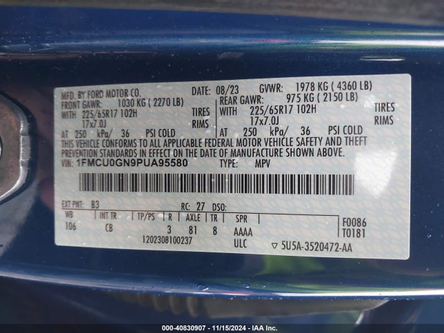 Ford Escape Active 2023 1FMCU0GN9PUA95580 Image 9
