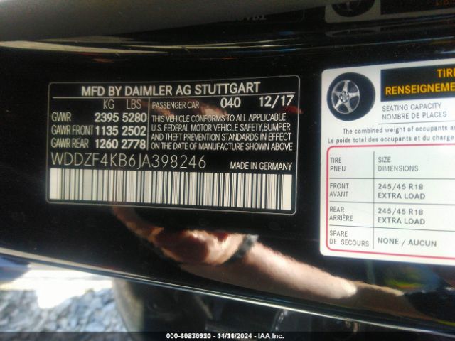 WDDZF4KB6JA398246 Mercedes-Benz E 300 4matic