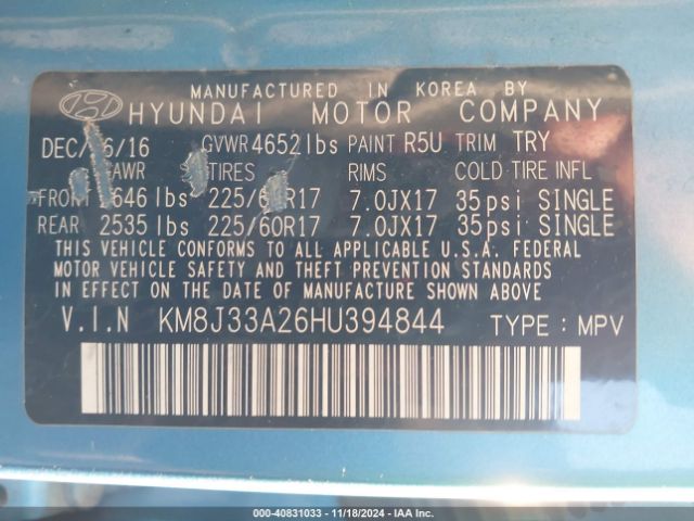 KM8J33A26HU394844 Hyundai Tucson Eco