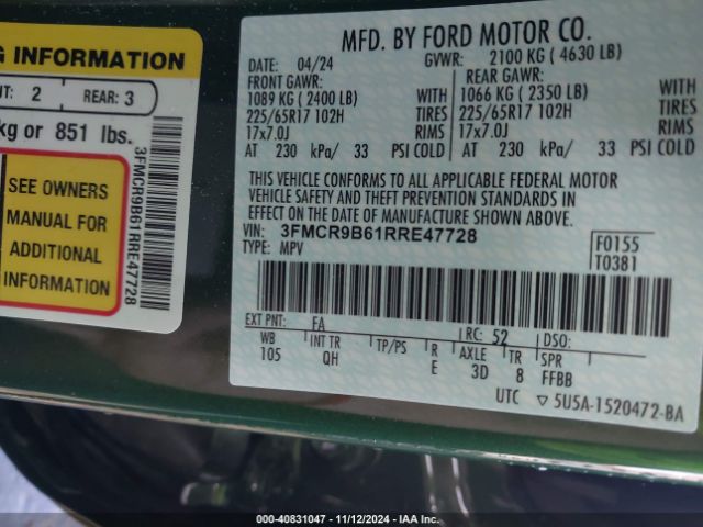 3FMCR9B61RRE47728 Ford Bronco Sport Big Bend