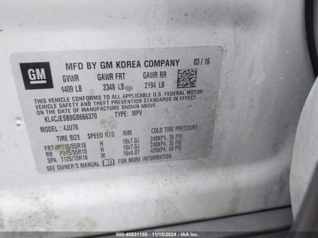 KL4CJESB9GB666370 Buick Encore