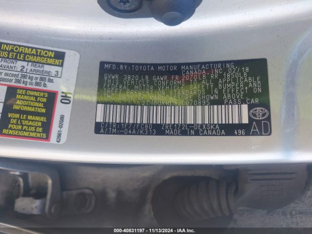 2T1BURHE9JC070895 Toyota COROLLA SE