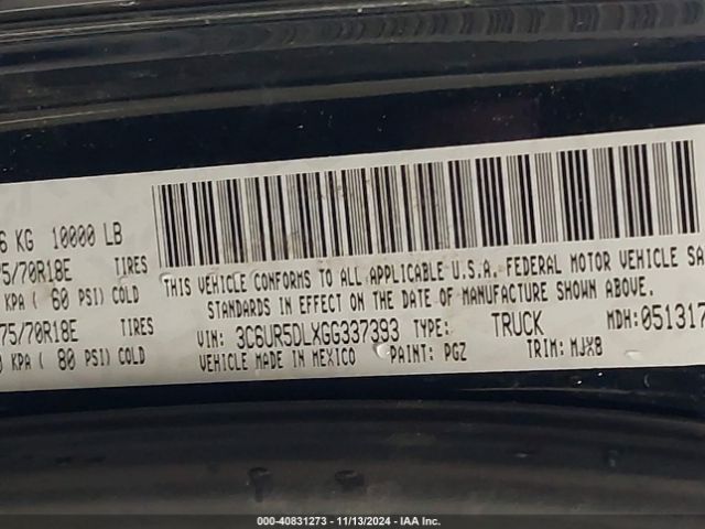 3C6UR5DLXGG337393 RAM 2500 Big Horn