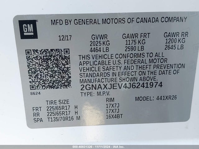 Chevrolet EQUINOX LT 2018 2GNAXJEV4J6241974 Image 9