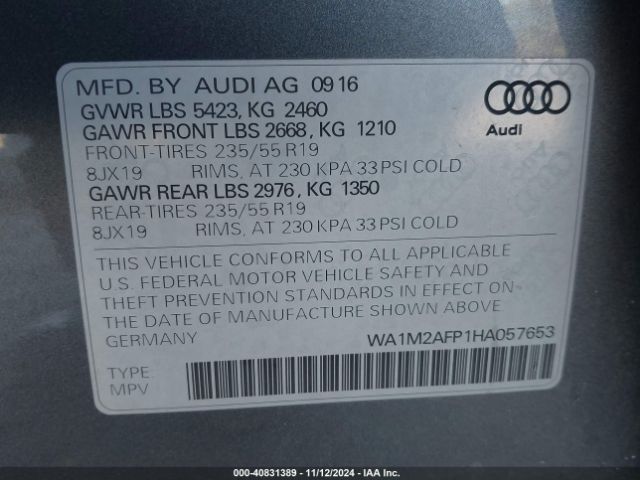 WA1M2AFP1HA057653 Audi Q5 2.0t Premium