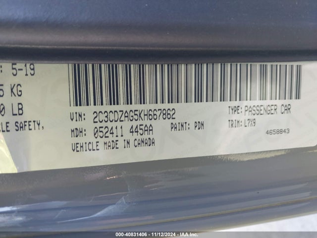 2C3CDZAG5KH667862 Dodge Challenger Sxt