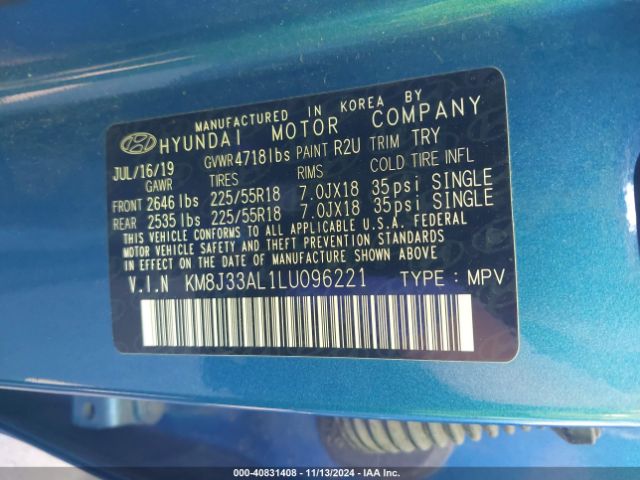 KM8J33AL1LU096221 Hyundai Tucson Limited