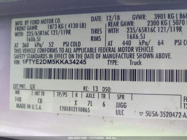 1FTYE2DM5KKA34245 Ford Transit-150