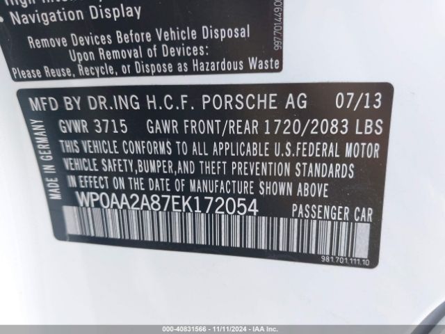 2014 PORSCHE CAYMAN WP0AA2A87EK172054 Photo 8