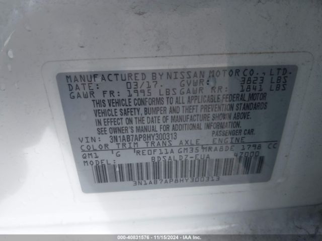 3N1AB7AP8HY300313 Nissan SENTRA SV