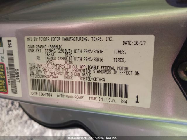 5TFSX5EN9HX057404 Toyota Tacoma Sr