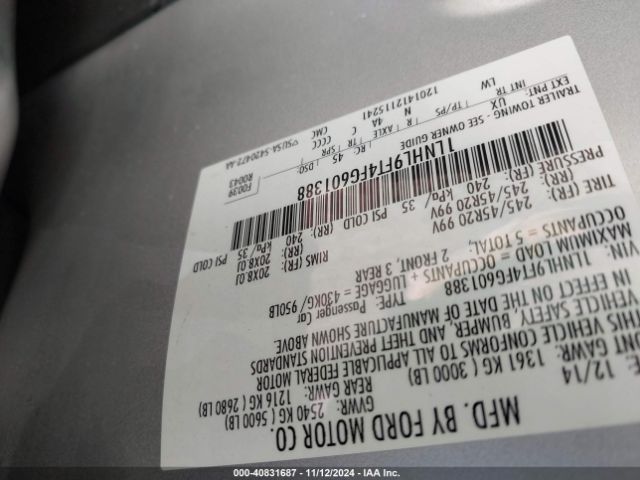 1LNHL9FT4FG601388 Lincoln Mks Ecoboost