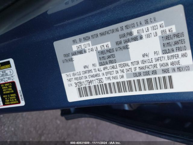 3MZBN1U79HM117380 Mazda Mazda3 Sport