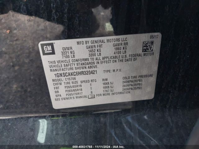 1GNSCAKC6HR320421 Chevrolet Tahoe Ls