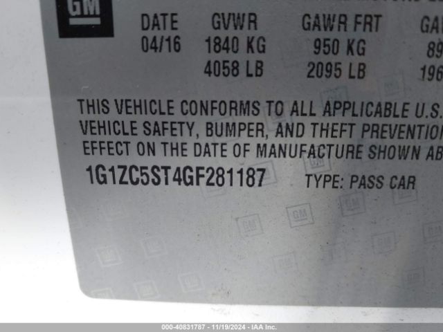 1G1ZC5ST4GF281187 Chevrolet Malibu 1fl