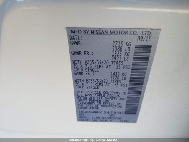 5N1AL0MM0FC547930 Infiniti QX60