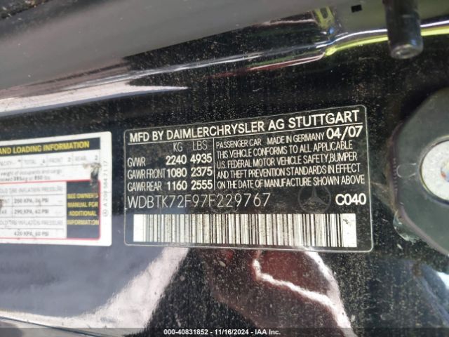 2007 MERCEDES-BENZ CLK 550 WDBTK72F97F229767 Photo 8