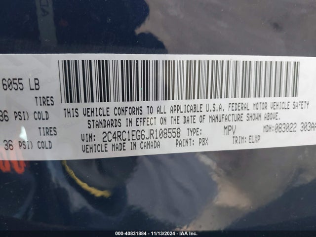 2C4RC1EG6JR108558 Chrysler Pacifica Touring L Plus