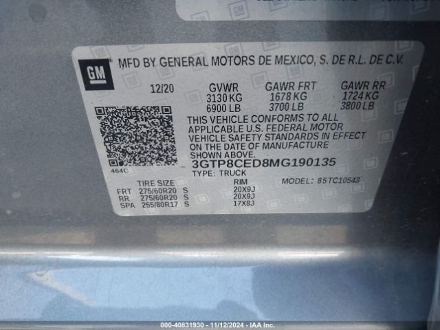 3GTP8CED8MG190135 GMC Sierra 1500 2wd  Short Box Elevation