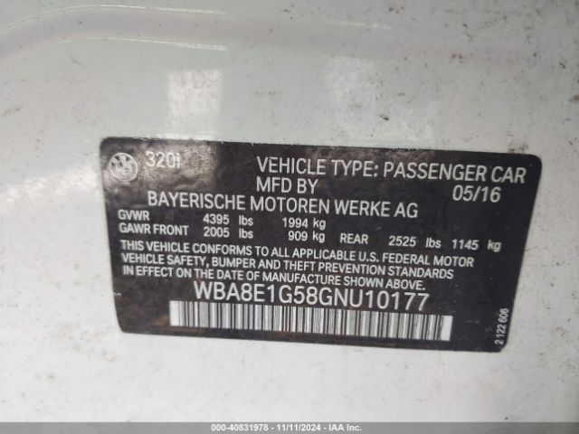 WBA8E1G58GNU10177 BMW 320i