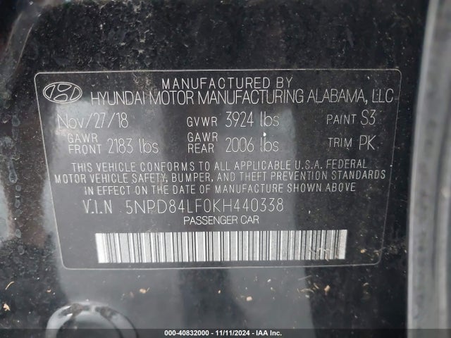 Hyundai ELANTRA SEL 2019 5NPD84LF0KH440338 Image 9