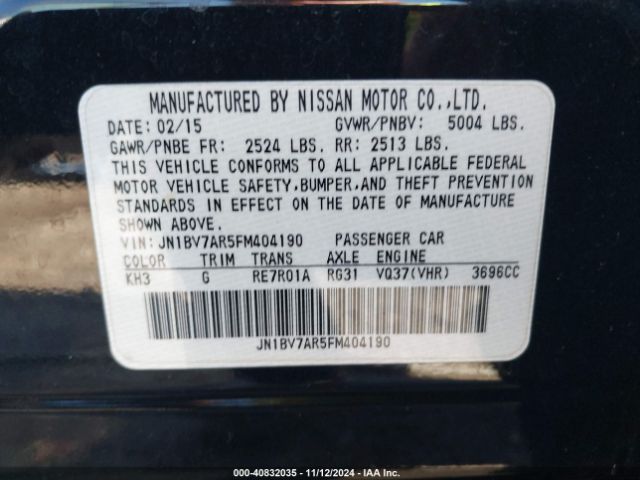 JN1BV7AR5FM404190 Infiniti Q50 SPORT