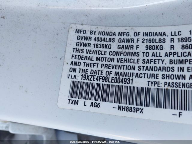 19XZE4F98LE004931 Honda Insight Touring