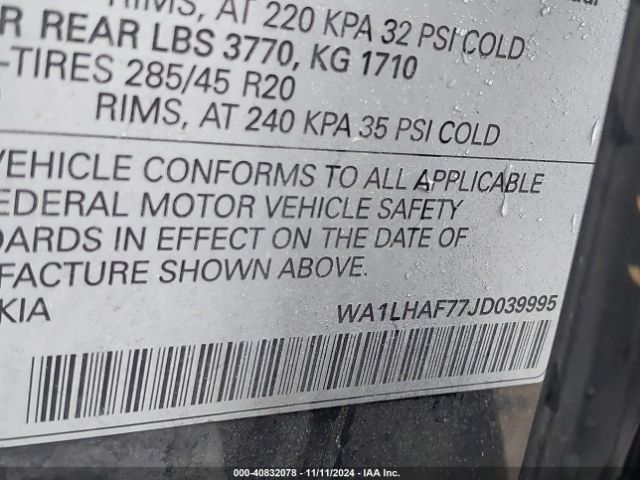 WA1LHAF77JD039995 Audi Q7 2.0t Premium
