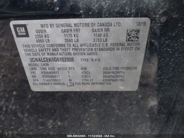 2GNALCEK6G6152008 Chevrolet EQUINOX LT