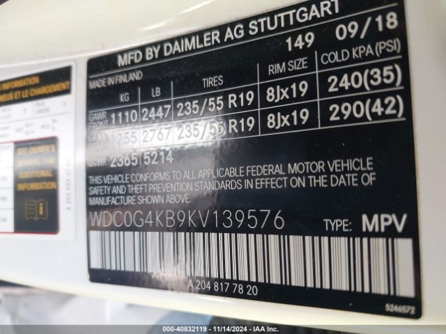 WDC0G4KB9KV139576 Mercedes-Benz Glc 300 4matic