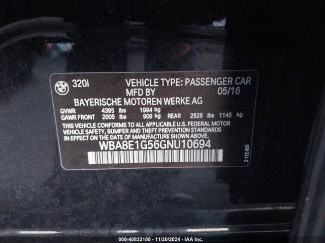 WBA8E1G56GNU10694 BMW 320i