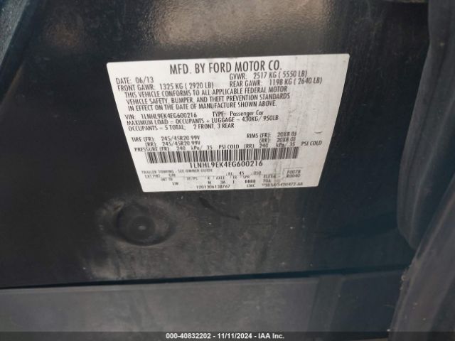 1LNHL9EK4EG600216 Lincoln MKS