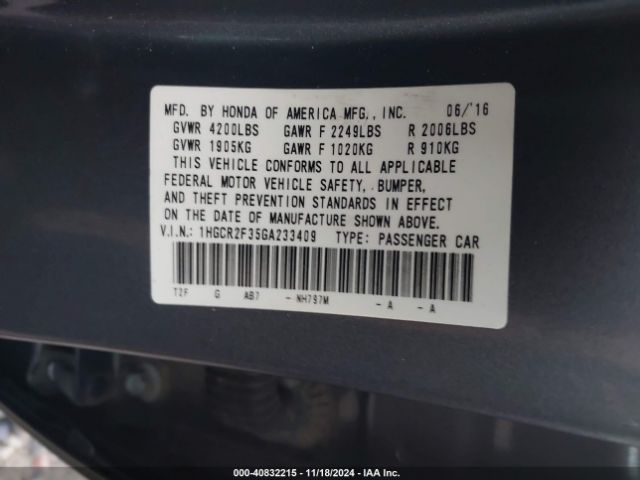 1HGCR2F35GA233409 Honda ACCORD LX