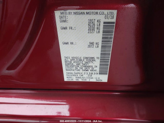 Nissan Altima 2.5 Sr 2018 1N4AL3AP6JC213839 Image 9