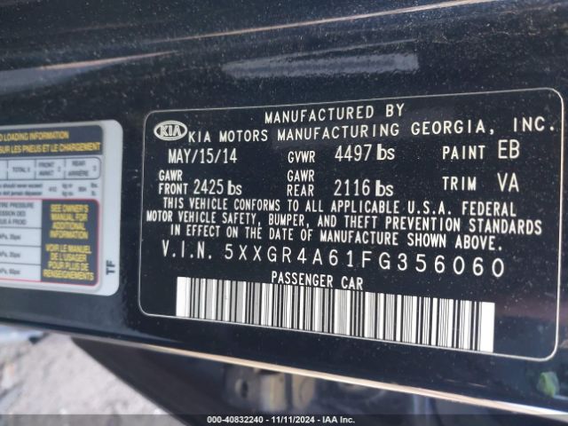 5XXGR4A61FG356060 KIA Optima Sx Turbo