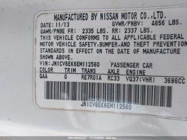 JN1CV6EK6EM112560 Infiniti Q60 Journey