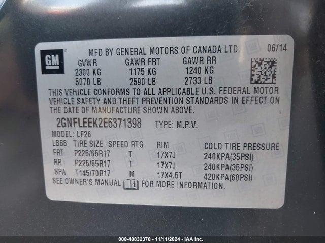 Chevrolet EQUINOX LS 2014 2GNFLEEK2E6371398 Image 9