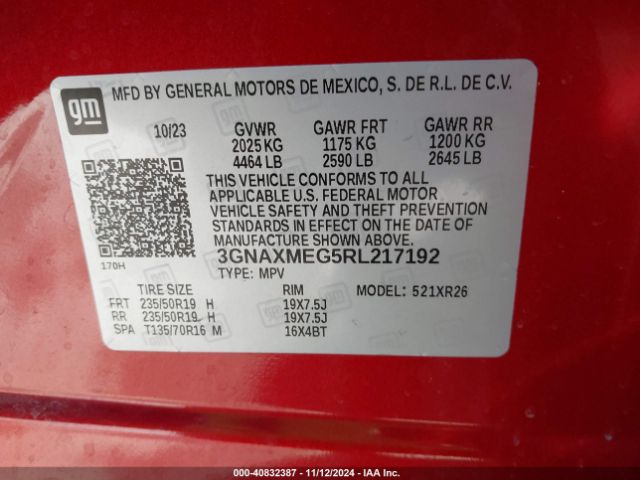 3GNAXMEG5RL217192 Chevrolet Equinox Fwd Rs