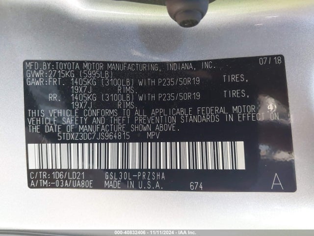 Toyota Sienna Se 8 Passenger 2018 5TDXZ3DC7JS964815 Image 9