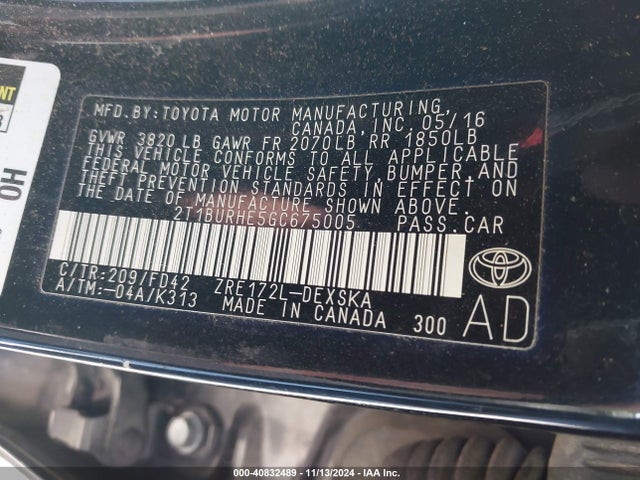 Toyota Corolla S Plus 2016 2T1BURHE5GC675005 Image 9