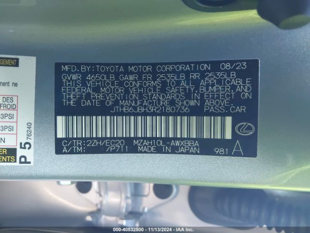 JTHB6JBH3R2180736 Lexus Ux 250h F Sport Design