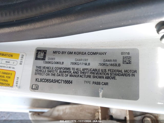Chevrolet Spark 1lt Cvt 2017 KL8CD6SA5HC716664 Image 9