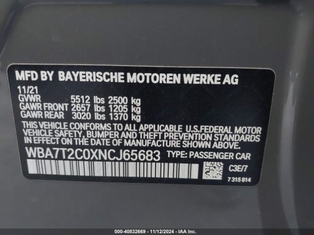 WBA7T2C0XNCJ65683 BMW 740 I