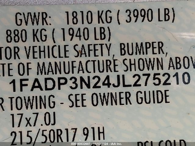 1FADP3N24JL275210 Ford Focus Titanium