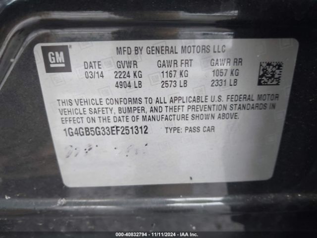 1G4GB5G33EF251312 Buick Lacrosse