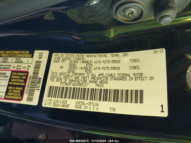 5TFBW5F16GX503117 Toyota Tundra Limited 5.7l V8