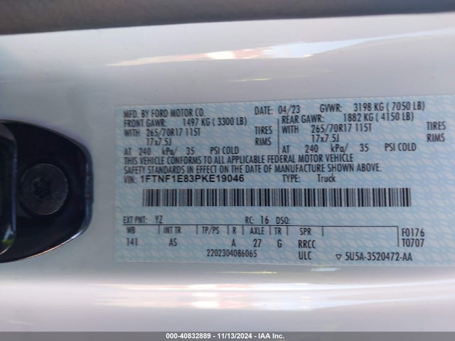 Ford F-150 Xl 2023 1FTNF1E83PKE19046 Image 9