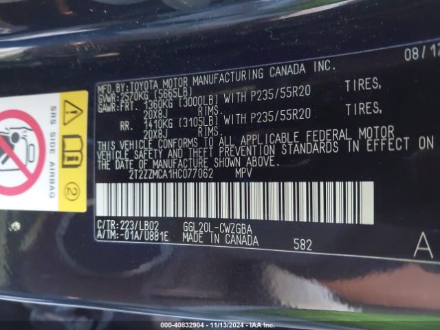 2T2ZZMCA1HC077062 Lexus RX 350