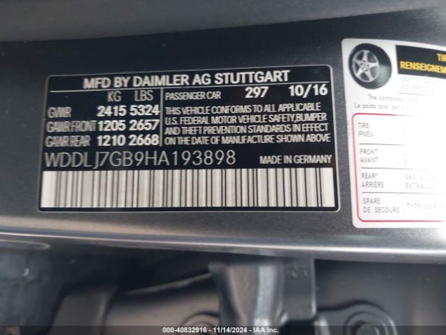 WDDLJ7GB9HA193898 Mercedes-Benz Amg Cls 63 S 4matic