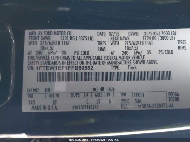 Ford F-150 Xlt 2015 1FTEW1EF1FFB89562 Image 9